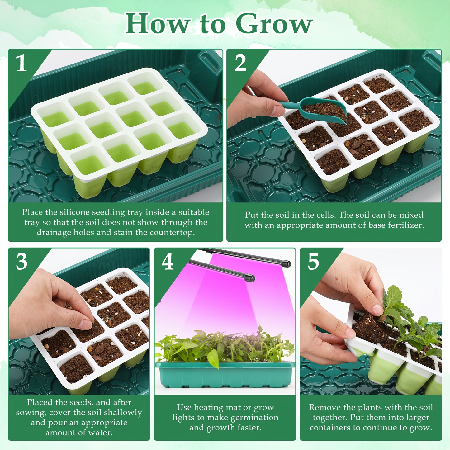 Seed Starting Tray with Flexible Pop-Up Units | Easy Transplant No Root Damage | Optimal Drainage | Reusable Seedling Tray 2pcs 6pcs 10pcs