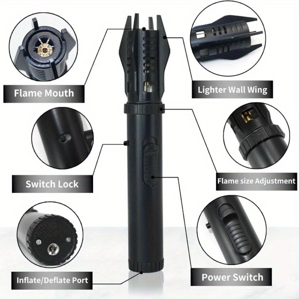 Windproof Turbo Torch Lighter 360 Degree Ignition Metal Jet Flame Lighter with Safety Lock for Grilling, Camping and Outdoor Meals
