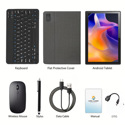 Android Tablet 10.1-Inch Work and Study Bundle with 6GB RAM, 128GB Internal Storage and Keyboard