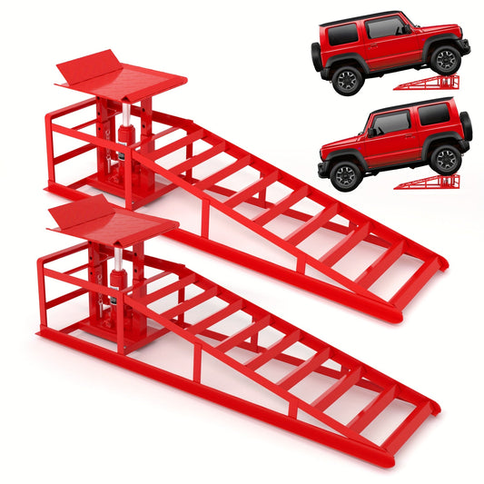 Hydraulic Car Ramps 2-Pack 11050 LBS 5T – Heavy Duty Iron Vehicle Lift Ramp 9"-14.2" for Oil Changes, Jack Support & Auto Maintenance