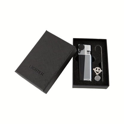 Folding Pipe Lighter Refillable 2-in-1 with Adjustable Flame, Metal-Crafted Durable Design, Gift Box Included