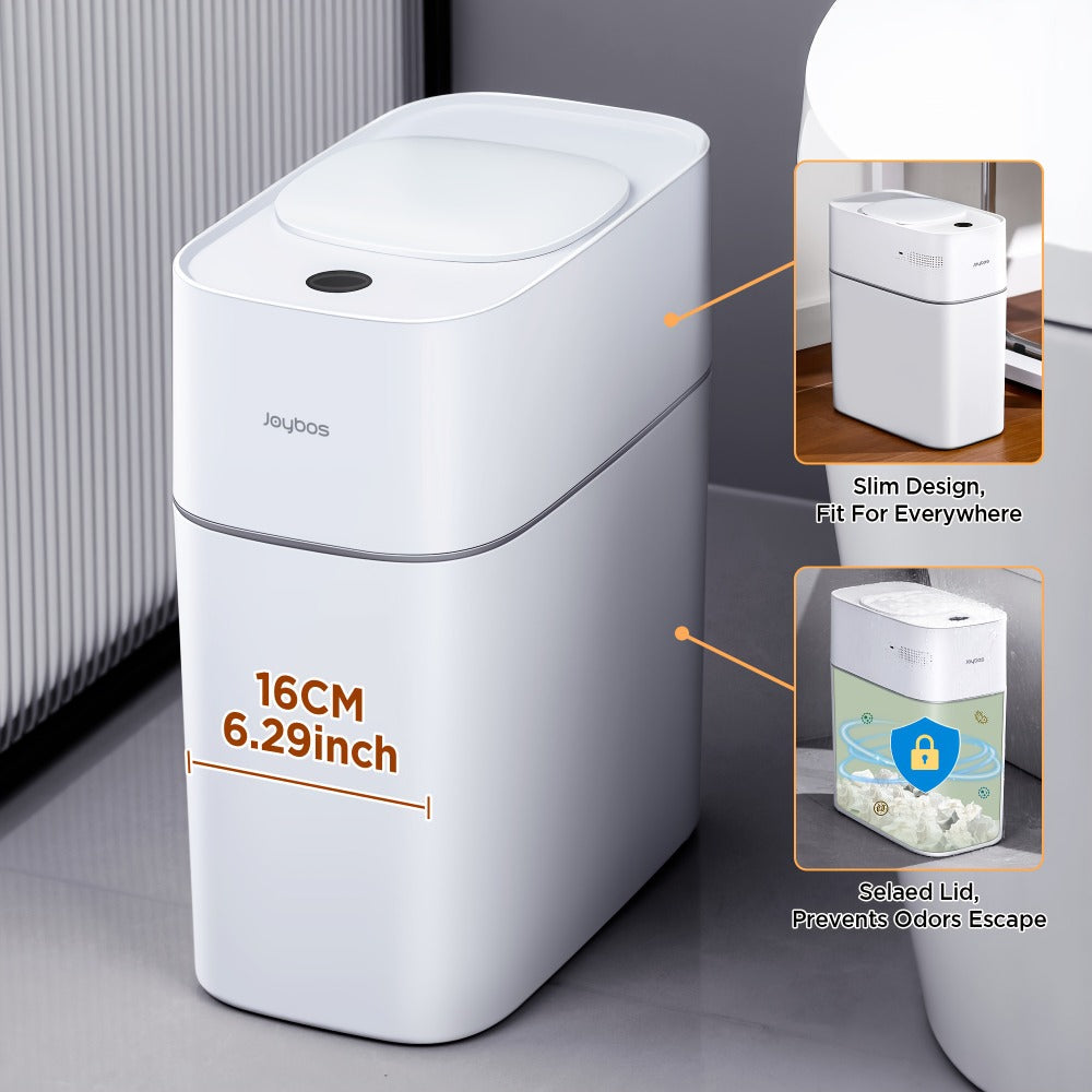 Touchless Trash Can 3.8 Gal 14L Infrared Motion Sensor, Auto-Open Lid, Wind Adsorption Auto-Expand Bag