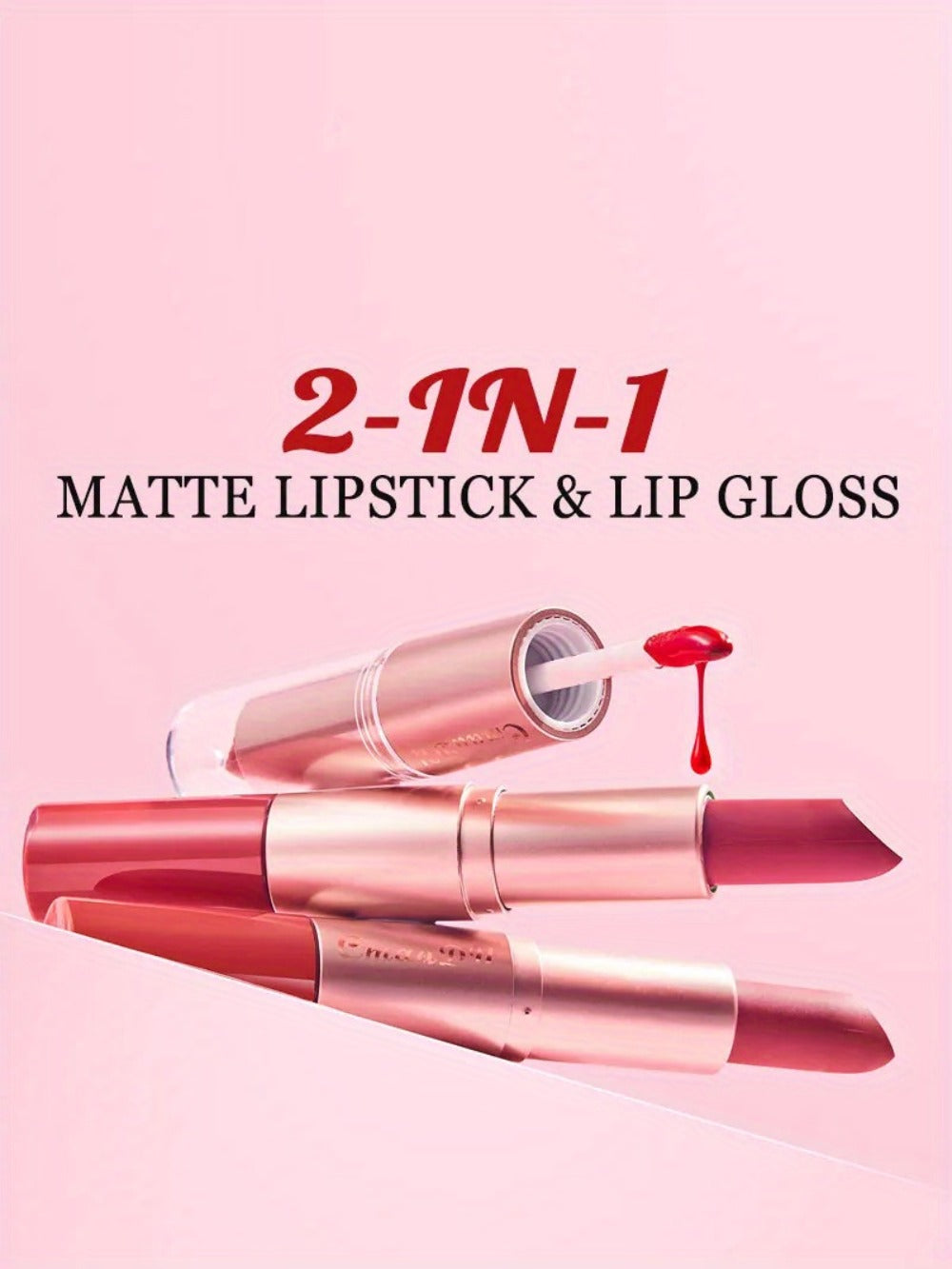 Dual-Ended Matte Lipstick & Lip Gloss Set 4pcs, 2-in-1 Velvety Lip Color, Non-Drying Comfortable Formula