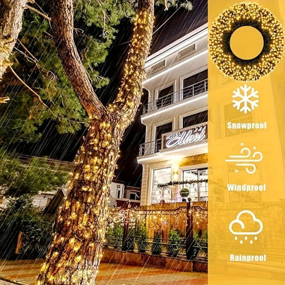 1000 LED 328ft Fairy String Lights Outdoor - White Twinkle Gypsophila Style, 8 Modes, Flexible Wire for Garden