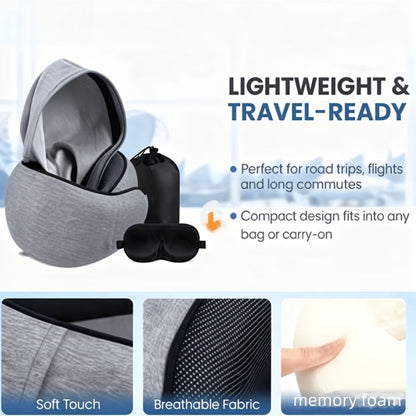 Travel Neck Pillow U-Shaped Memory Foam Cervical Support Pillow for Airplane, Car & Hotel – Portable & Ergonomic