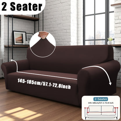 Sofa Cover Solid-Color Fitted Slipcover Options for 1, 2, 3 or 4-Seater Sofas and Separate Pillowcase