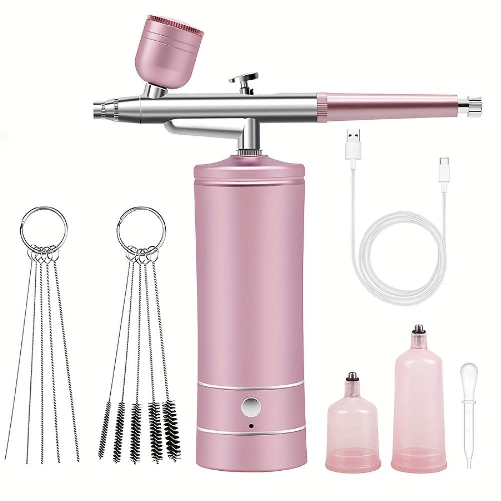 Rechargeable Airbrush and Compressor Kit with Black or Pink Two-Speed Pump, Two Paint Pots and Cleaning Brushes