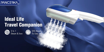 Portable Steam Iron Steamer Fast 25-Second Heat-Up Horizontal Vertical Steaming Dry Ironing for Entryways, Bedrooms and Living Spaces
