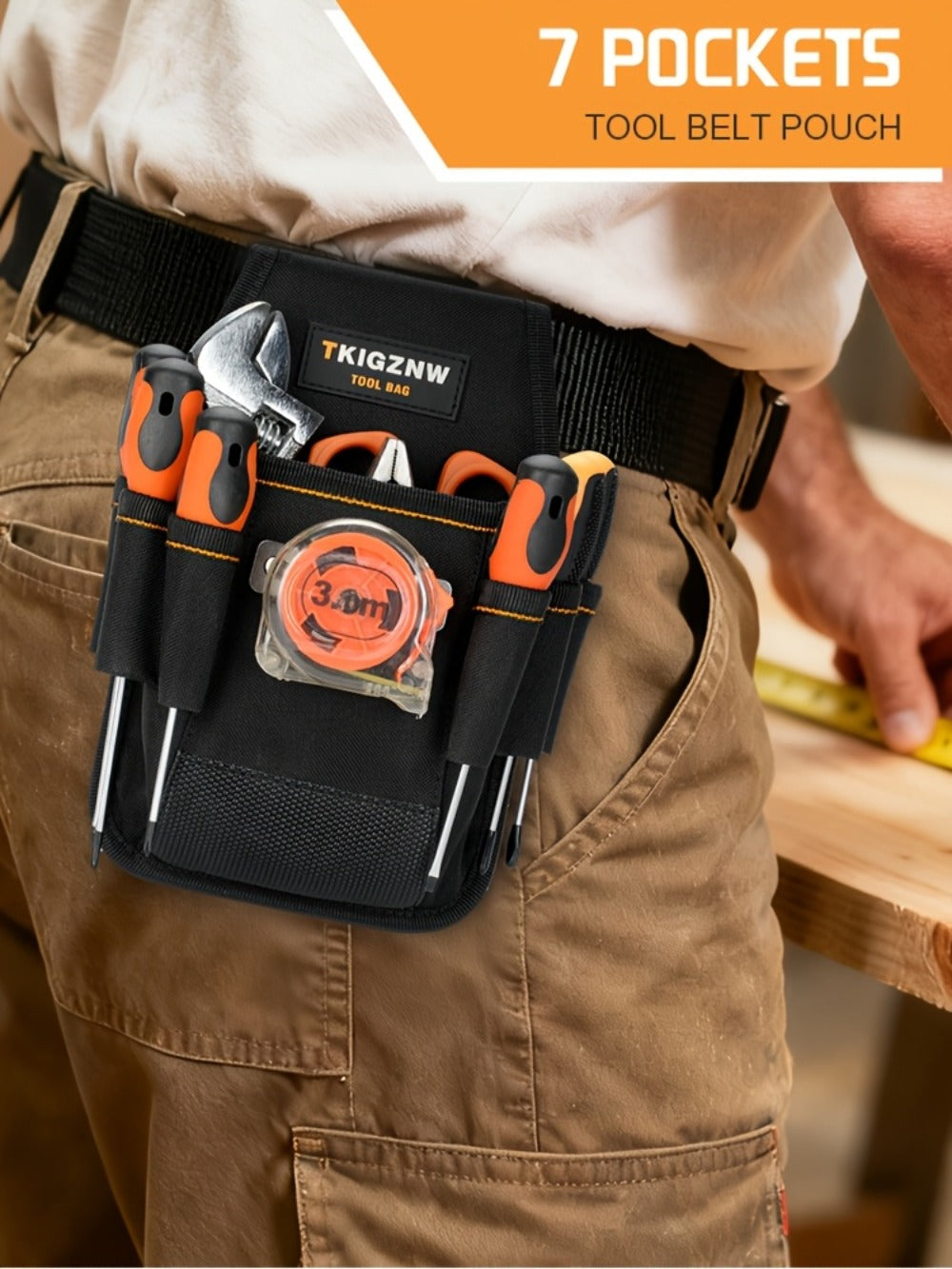 Tool Bag Heavy Duty 7-Pocket PVC Organizer for Mechanics & Electricians – Multi-Pocket Hand Tool Storage Bag
