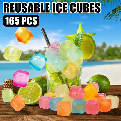 Reusable Plastic Ice Cubes 60/90/120/165 PCS - Non-Melting Non-Diluting Refreezable Ice Cubes for Whiskey