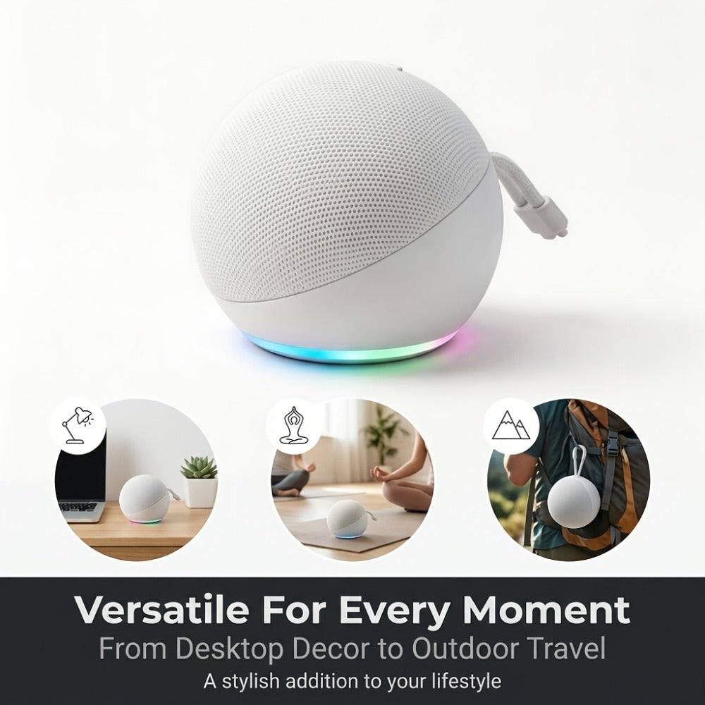 Portable Bluetooth Speaker Spherical Model with RGB, TWS, Subwoofer, 360° and Included Base