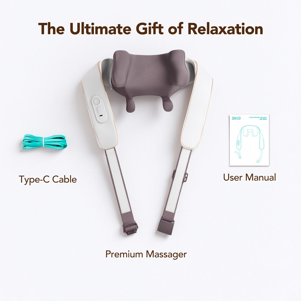 Wearable Neck & Shoulder Massager with Heat, 6D Bionic Hand Kneading Trapezius Massager, 9 Modes 3 Intensities 40-45°C Heat