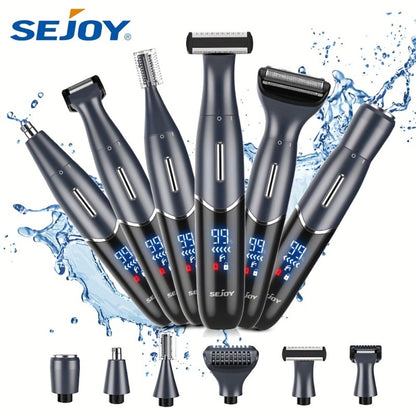 Six in One Bikini Trimmer and Electric Razor for Women and Men, Wet Dry Grooming Set in Purple