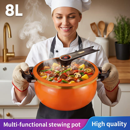 Nonstick Soup Pot Large Capacity 1.85 Gallon Twist Lock Handle Cooking Pot for Gas Stove Induction Cooker Open Flame Multifunctional Stew