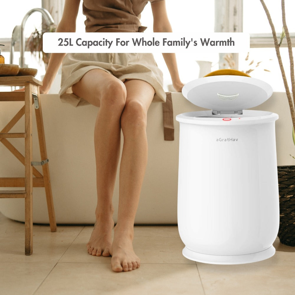 Electric Towel Warmer Bucket Ultra Large Capacity Fits Two 40x70 Towels ETL FCC Certified 1-Min Heat Auto Shut-Off Silent Spa Bathroom