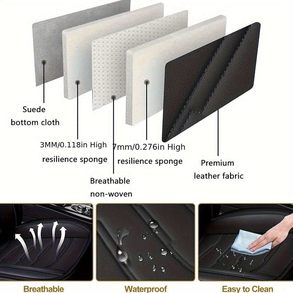 Car Seat Covers 5-Seat Faux Leather Set with Front Storage Pocket and Three Color Combinations