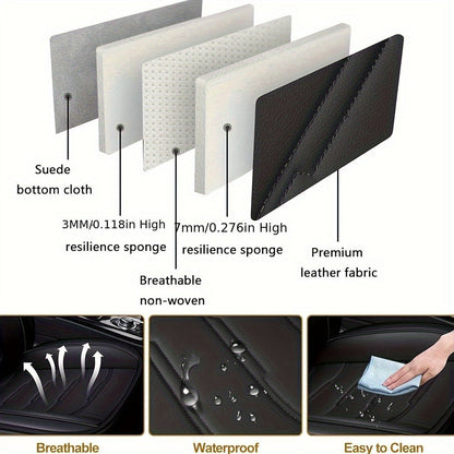 Car Seat Covers 5-Seat Faux Leather Set with Front Storage Pocket and Three Color Combinations