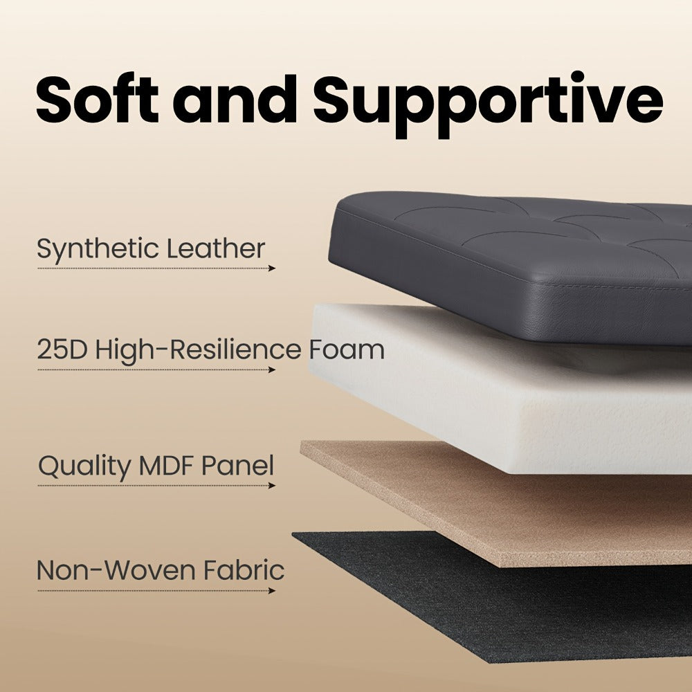Storage Ottoman with Flip Top Lid, Foldable Faux Leather Chest Stool, 30" Wide Extra Seating & Blanket Storage for Entryway