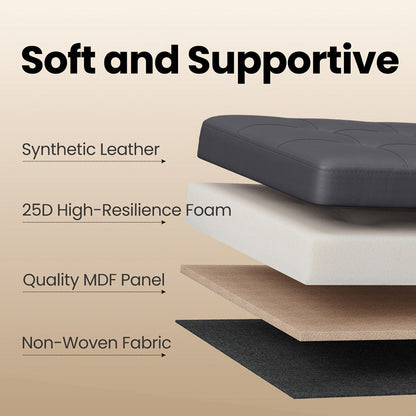Storage Ottoman with Flip Top Lid, Foldable Faux Leather Chest Stool, 30" Wide Extra Seating & Blanket Storage for Entryway