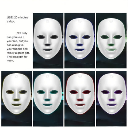 Portable 7-Color LED Facial Mask Device, USB Rechargeable Home Beauty Skincare Tool for Face Care