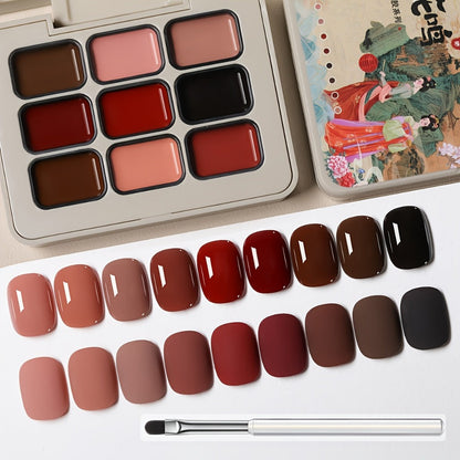 Gel Nail Polish MORDDA 9-Color Autumn Harvest Set with Solid Shades and Included LED Curing Pen for Nail Art