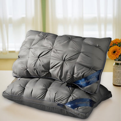Bed Pillow Set of 2 with 900g Polyester Fill, Twisted-Flower Quilting and Adjustable Zipper