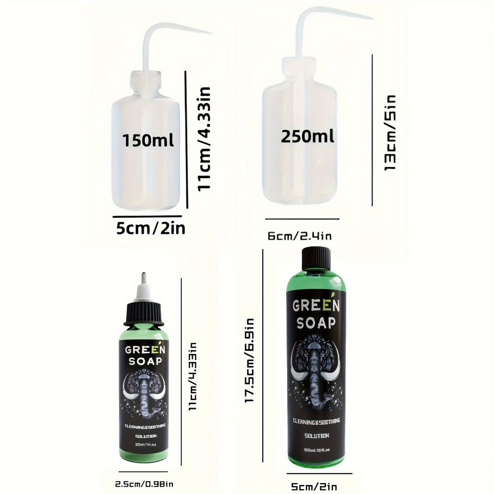 Tattoo Green Soap Cleansing Solution Kit – Professional Tattoo Wash Soap with Squeeze Bottle, Safe Moisturizing Foam for Tattoo Artists Skin