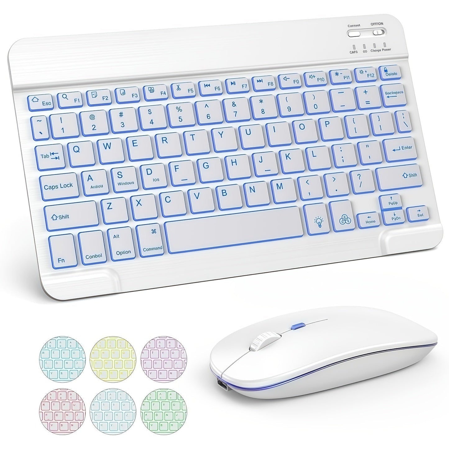 RGB Backlit Keyboard and Mouse Combo 7 Color LED, Ultra-Thin Scissor Keys Quiet Wired Set for PC Desktop Laptop