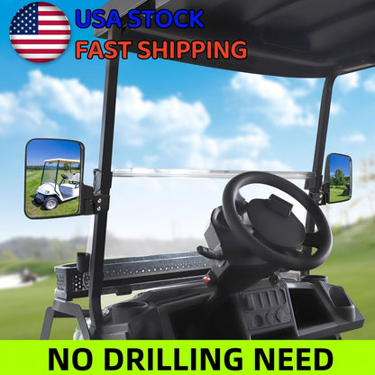 Golf Cart Mirror Set Convex Wide Angle Rotatable Side & Panoramic Rear View Mirrors – Fits Yamaha, EZGO, Club Car & Most Golf Carts