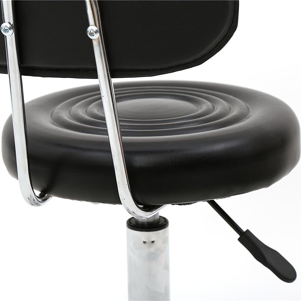Cushioned Salon Stool with Backrest & Adjustable Height 18.9"-22.8" – Round 360° Swivel Chair for Hair Salon Spa Barbershop Office Home