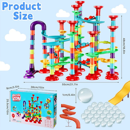 Marble Run Set Building Blocks for Kids 112/147pcs with Glass Marbles with the Listed Color, Size or Set Options for Everyday Use