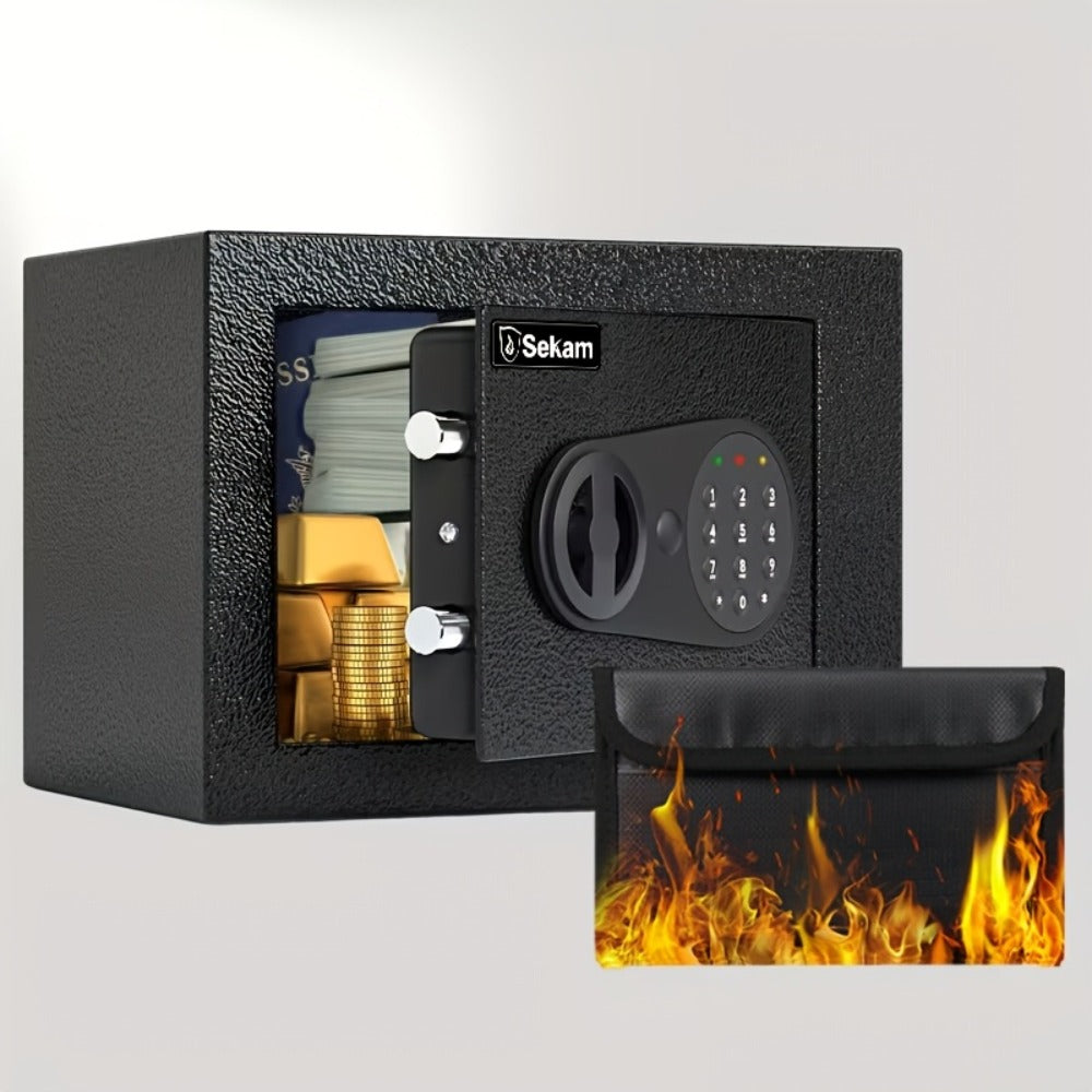 Fireproof Home Safe Box with Digital Keypad and Key Lock Steel Security Safe for Money for Entryways, Bedrooms and Living Spaces
