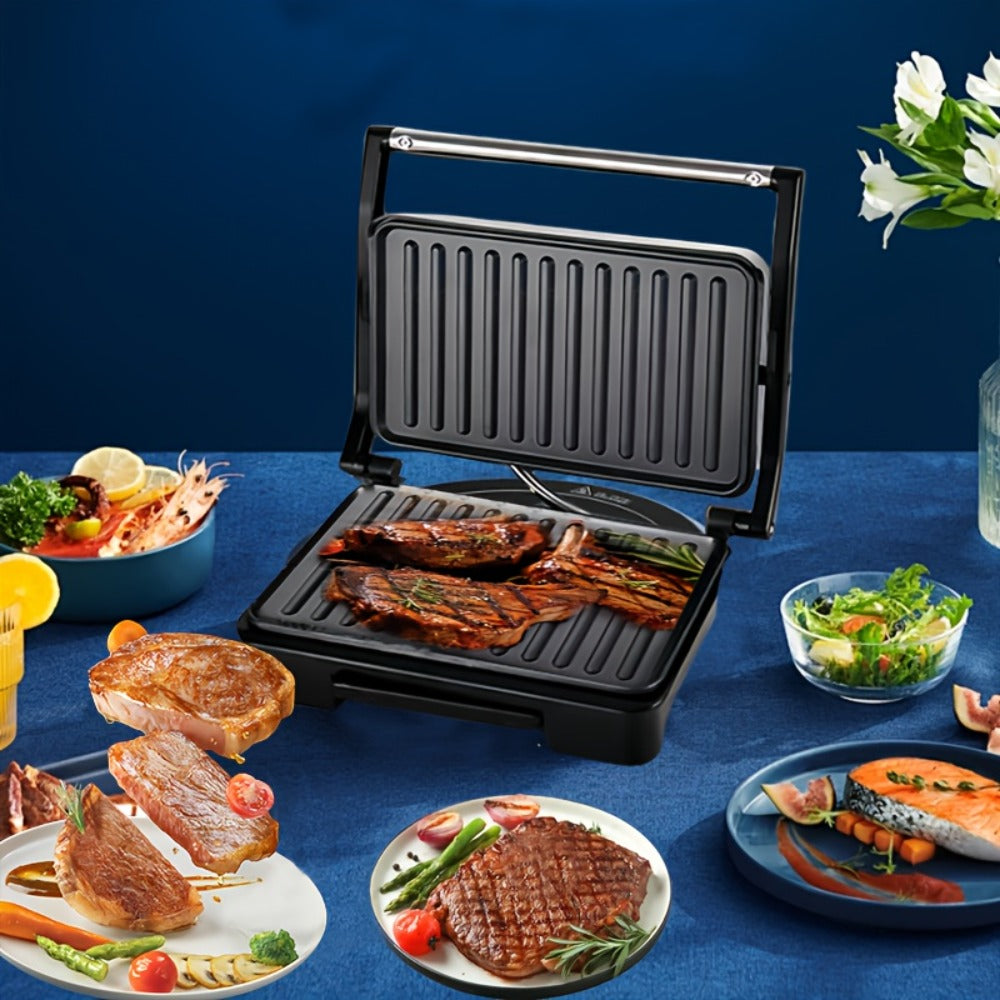Electric Panini Press Grill Double-Sided Heating Sandwich Maker Waffle Iron Steak Grill Indoor for Grilling, Camping and Outdoor Meals