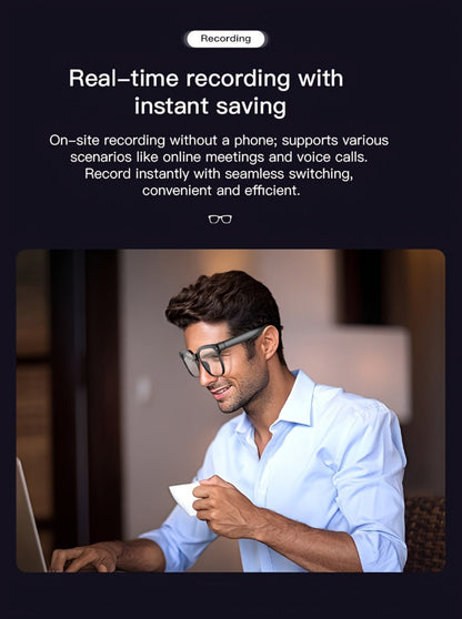 Smart Glasses 8MP Wide-Angle Camera Eyewear with 4K Recording, 4GB Storage and 163-Language Translation