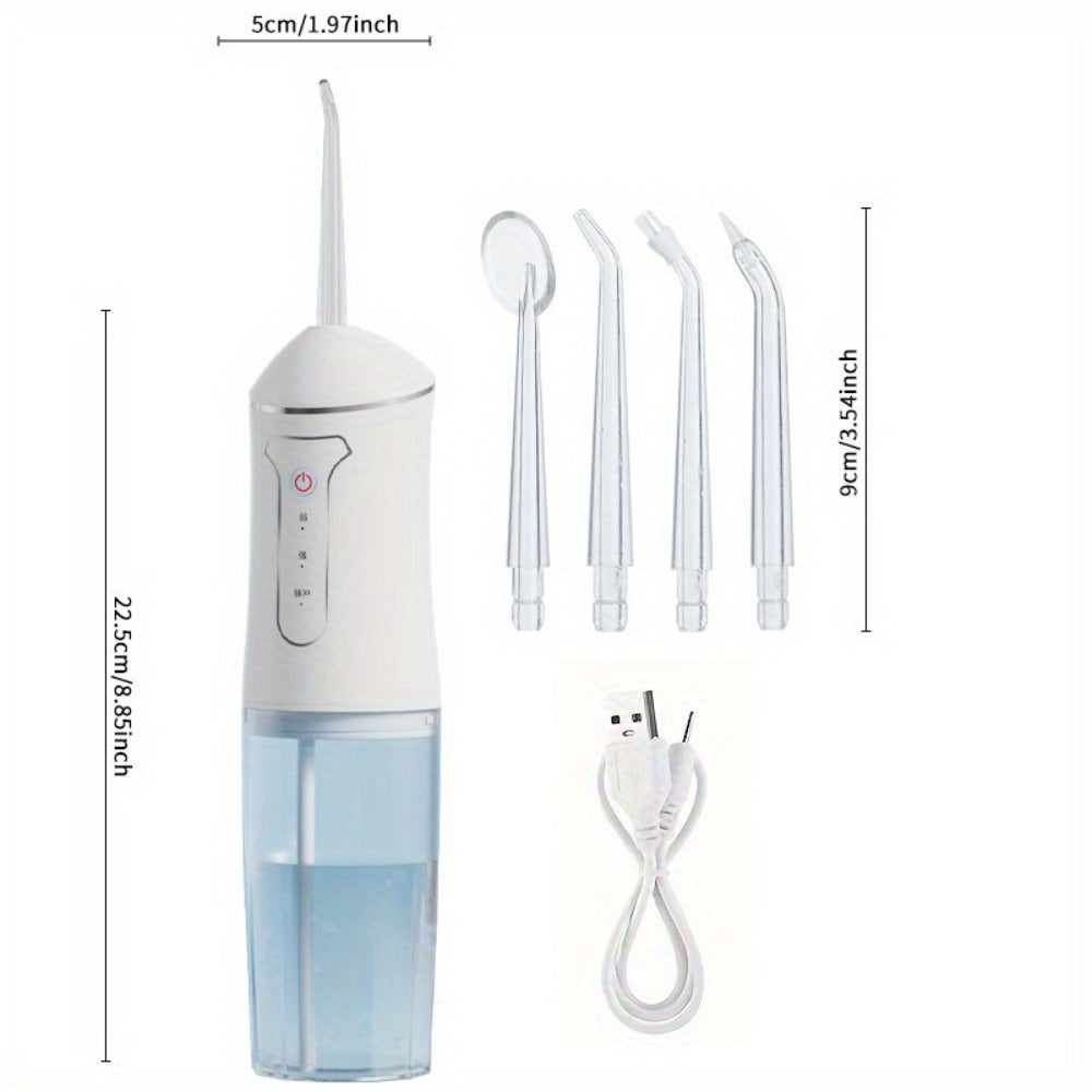 Water Flosser Cordless Three-Mode Oral Irrigator with Four Nozzles, USB Charging and Pink, Purple, Black or White Options