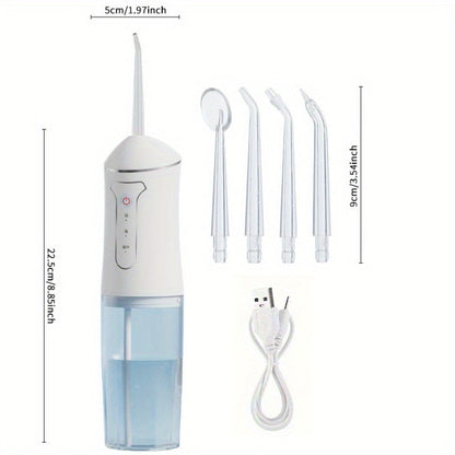 Water Flosser Cordless Three-Mode Oral Irrigator with Four Nozzles, USB Charging and Pink, Purple, Black or White Options
