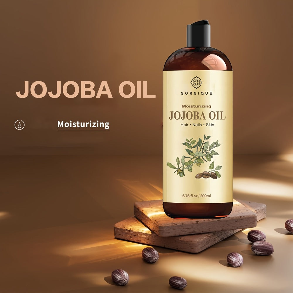 Jojoba Oil for Face Skin & Hair 200ml Cold Pressed Pure, Non-Comedogenic Deep Carrier Oil, Non-Greasy Sebum Balancing Formula