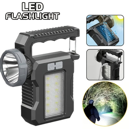 Solar Flashlight USB Rechargeable Ultra-Bright LED, 4 Lighting Modes Portable Solar Torch with Battery Indicator