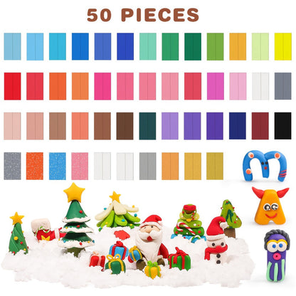 Polymer Clay Kit 50 or 100 Vibrant Colors, Oven Bake Modeling Clay with the Listed Color, Size or Set Options for Everyday Use