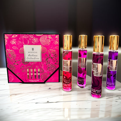 Travel Size Perfume Set for Women – Mystical 4-Piece Fresh Fruity Fragrance Kit 20ml Each, Layered Front Mid & Base Notes