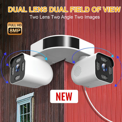 Security Camera 8MP Dual-Lens PTZ Model with 360 Panoramic View, Full-Color Night Vision and IP66