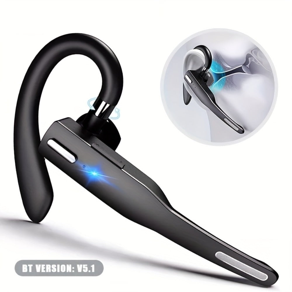 Single Ear Bluetooth Business Earbud with Microphone Call Time 15-Day Standby Rotating for Bedside Audio, Alarms and Room Entertainment