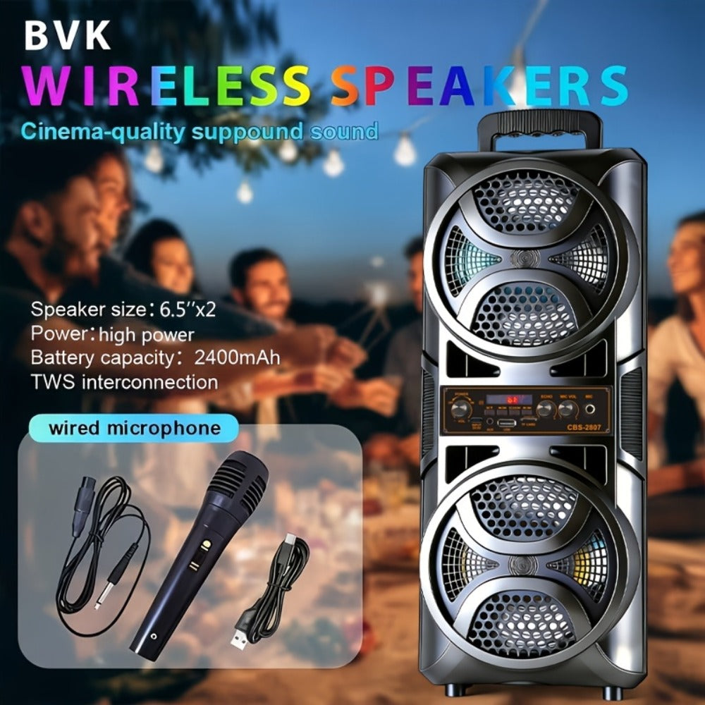 RGB Dual Speaker Portable Bluetooth Stereo Sound System with Subwoofer, Ambient Lighting, Two Speaker Sizes