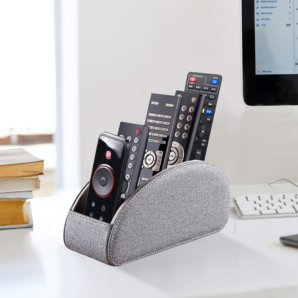 Faux Leather Desktop Organizer 5 Compartments – Multifunctional Remote Control Holder Caddy, Pen Holder Storage Box for Remote Controls