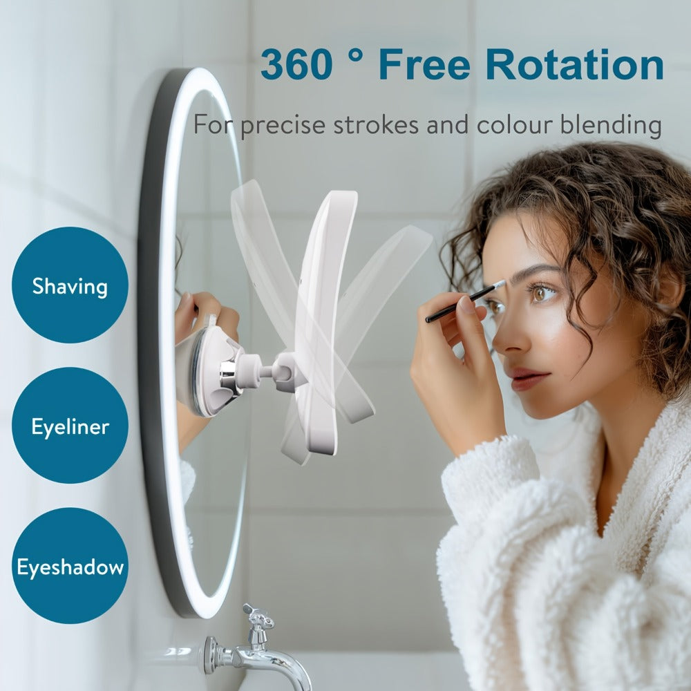 25X Magnifying Mirror with LED Light Suction Cup Mount, for Makeup, Travel and Everyday Vanity Use