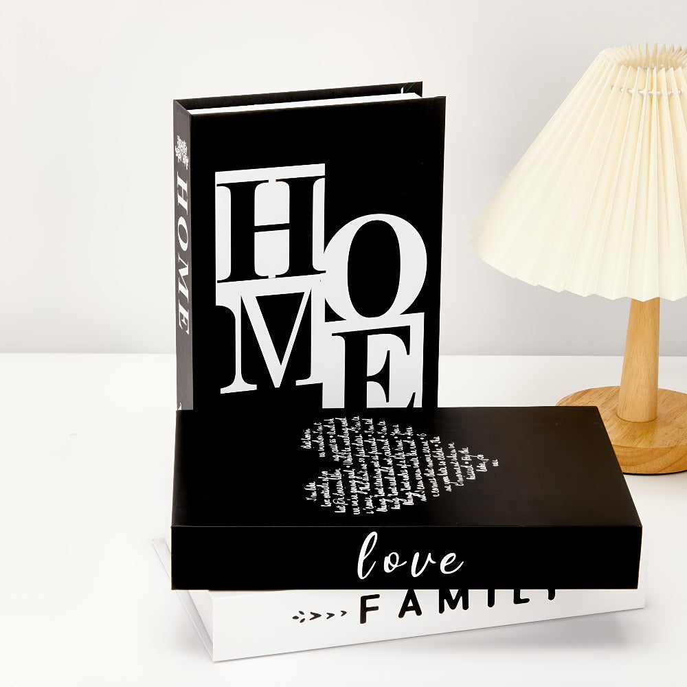 Faux Books Decor Set of 3, Fake Decorative Books for Home Decor Shelf Styling, Industrial Style Artificial Book Props