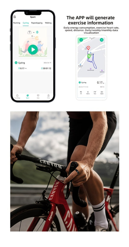 Smart Ring Health & Fitness Tracker Titanium – IP68 Waterproof, Sleep Heart Rate Step Calorie Stress Monitor, BLE 5.3 Magnetic Charging