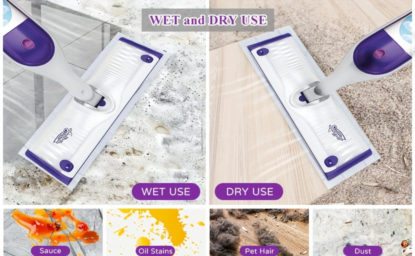Twenty-Nine-Piece PowerMop-Style Disposable Refill Pad Pack with Purple Microfiber-Strip Surface