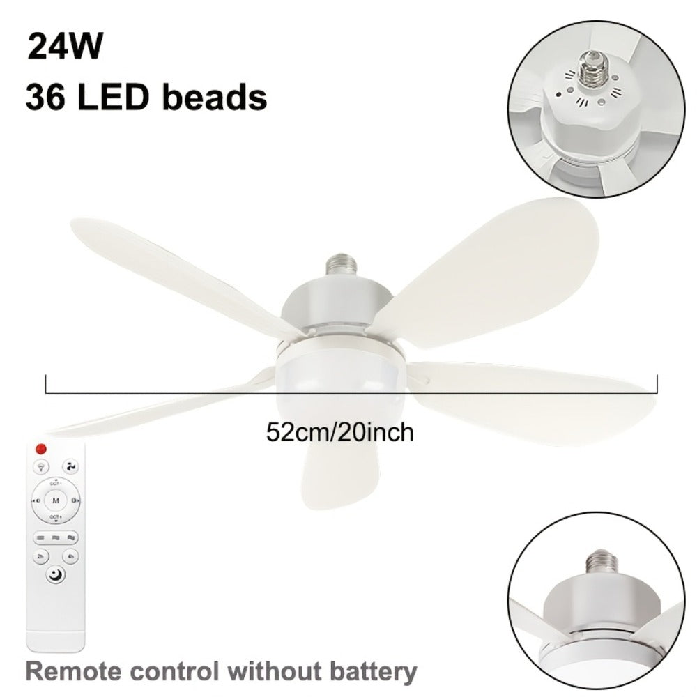 Ceiling Fan with Light and Remote Control, 5-Blade 20 Inch 3-Speed 3-Color Dimmable LED Fan Light