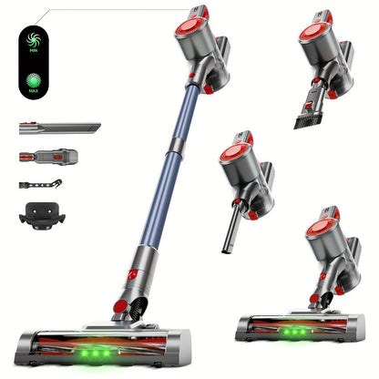 Cordless LED Stick Vacuum Cleaner with Removable Battery, Two Suction Modes and Seven Color Options